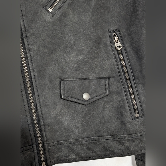 NWT LEVI'S Classic Asymmetrical Faux Leather Motorcycle Jacket Coat Black Mens S - Picture 7 of 15